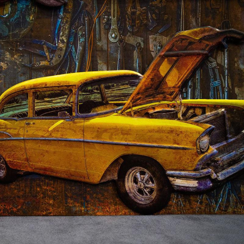 Retro Yellow Cab Wood & Metal Wall Accent media 3