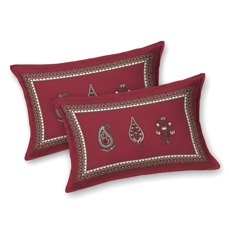 Jaipur Charm Cotton Bedsheet (Grey,Maroon) - 120 TC media 4