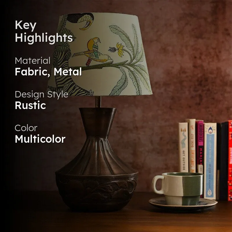 Kalash Etched Metal Fabric Table Lamp - Multicolor media 2