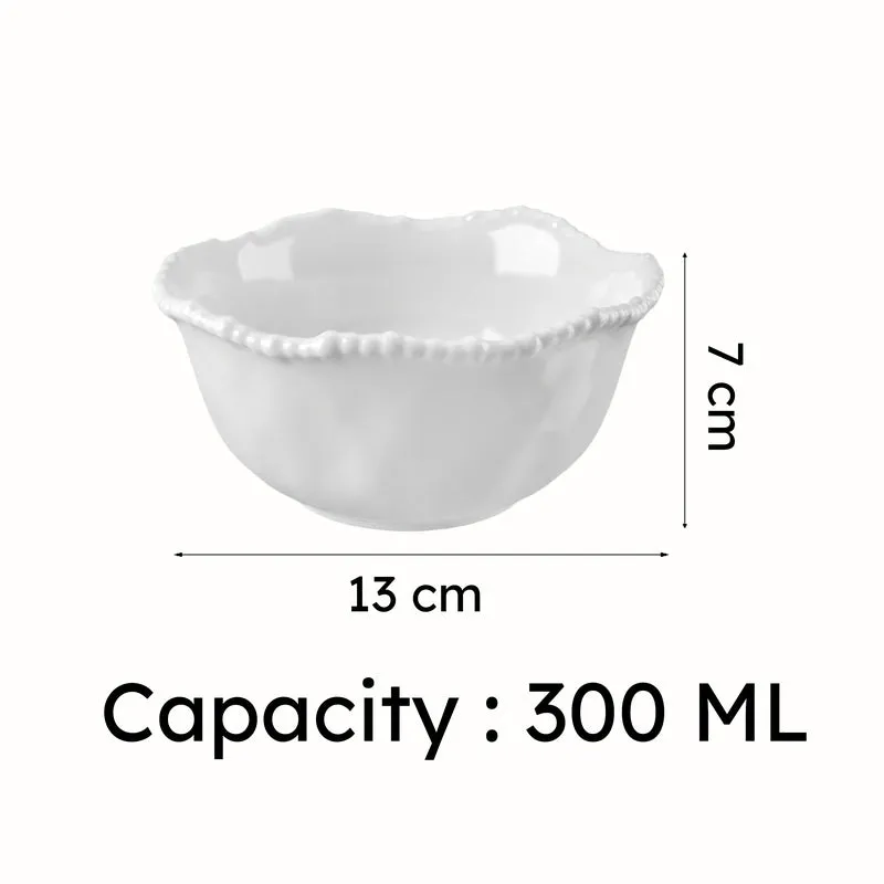 MingleBite Porcelain Snack Bowl (Ivory/300 mL Each) - Set of Six - 8