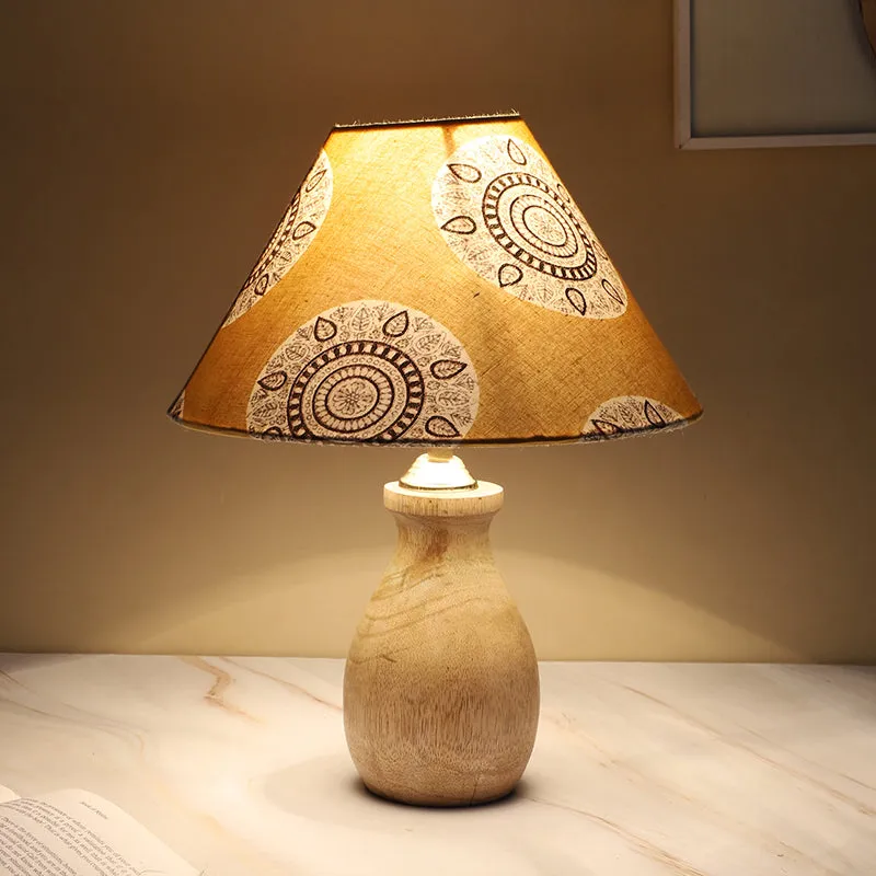 Mandala Merry Curve Printed Mango Wood Table Lamp - Beige,Yellow,White media 4