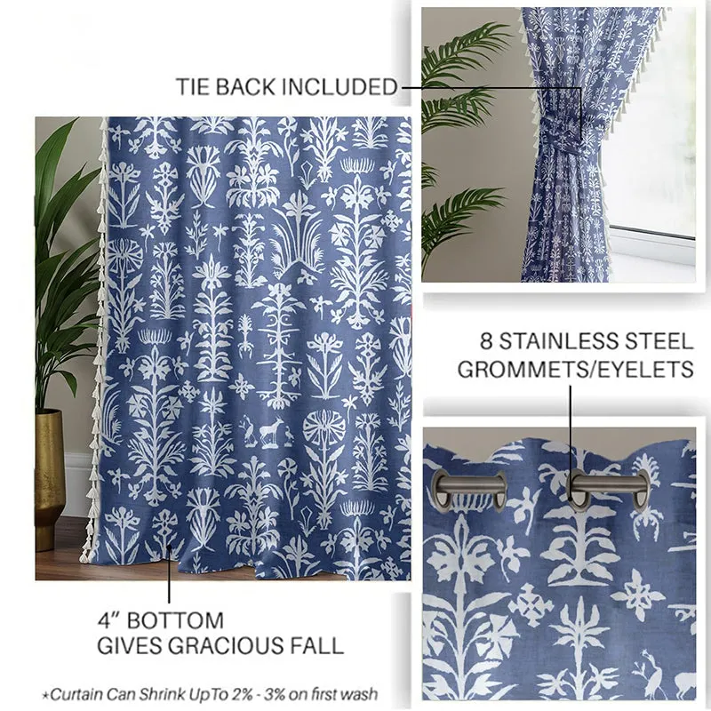 Urban Space Twigs Semi Sheer Curtain - Indigo Blue media 5
