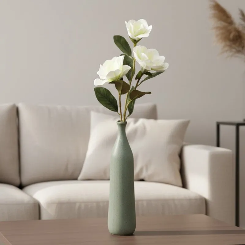 Artificial Magnolia Flower Stick Full Bloom Beauty - White media 1