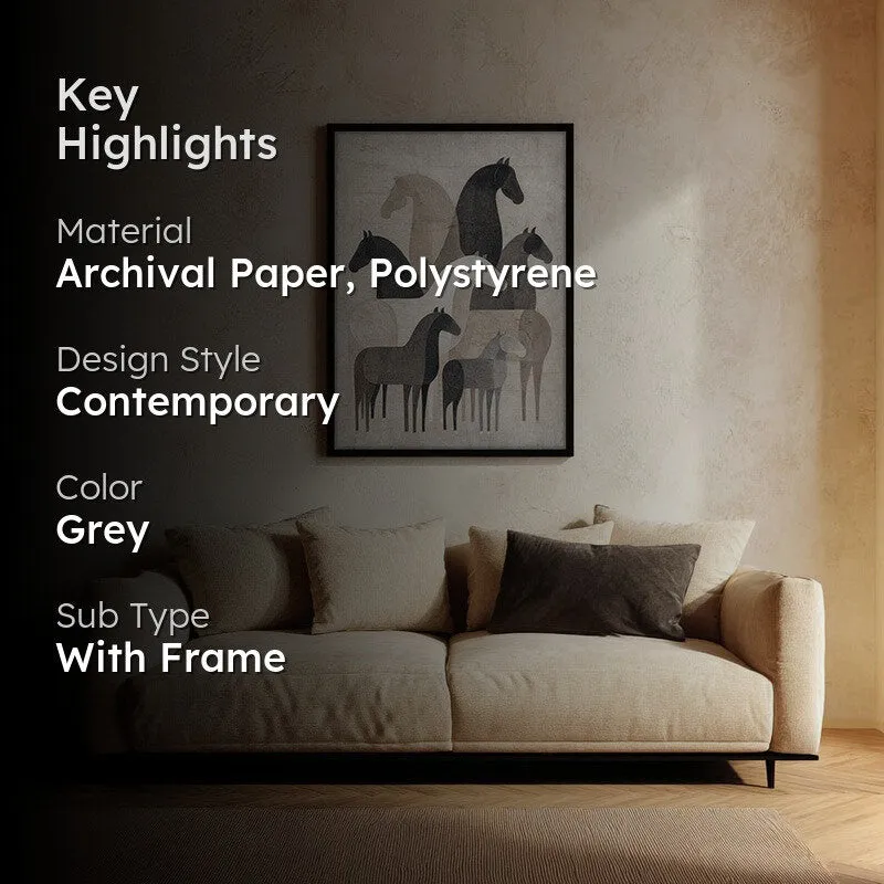 Abstract Horse Collective Wall Painting With Black Frame media 2