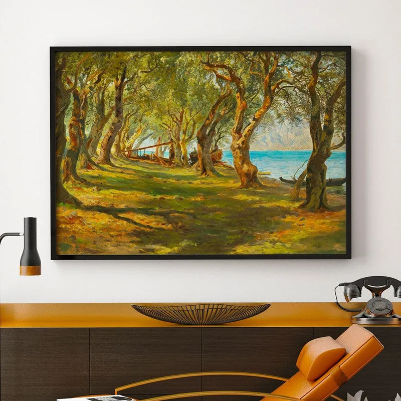 Traditional Indian Temple Complex Garden Painting - Black Frame media 3