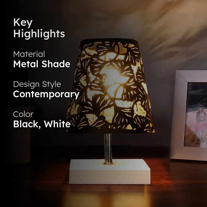 Alsa Flora Etched Metal Table Lamp - Black,White media 2