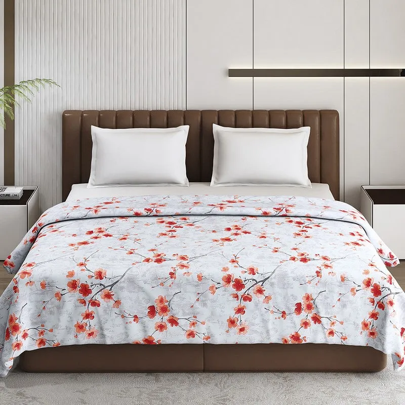Monte Carlo Bluemora Floral Print Polyester Blanket (Red) - 210 GSM media 4