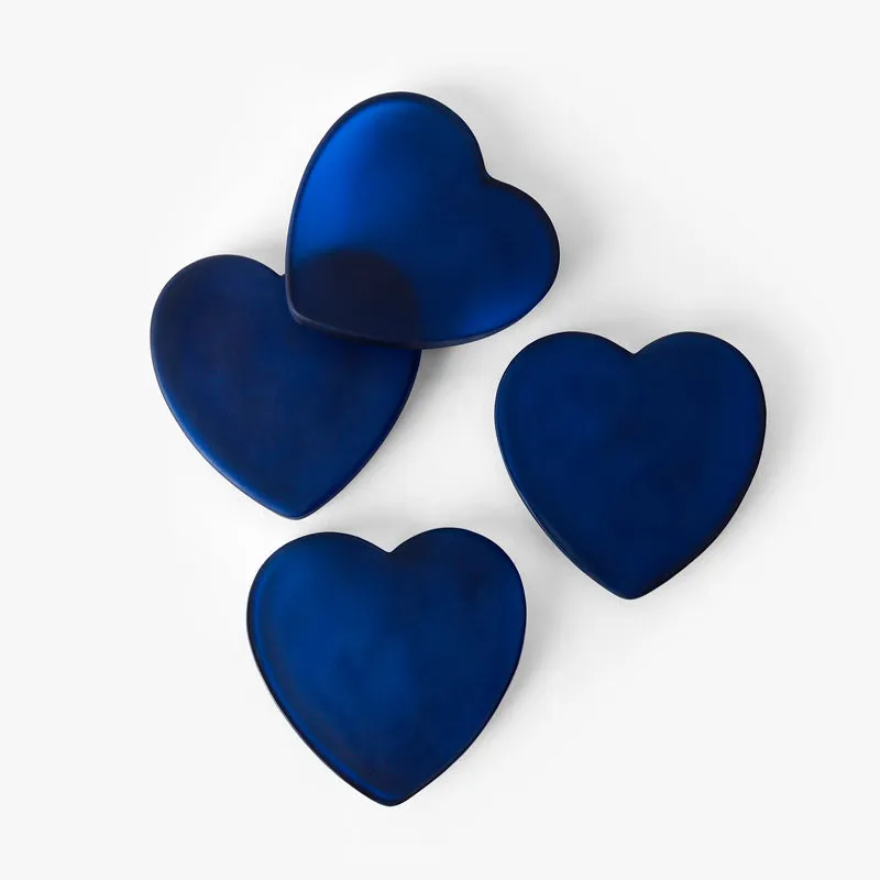 Glossy Hearty Mist Glass Coaster (Blue) - Set Of Four media 5