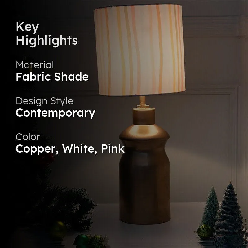 Candy Stripe Astoria Fabric Table Lamp - White,Pink - 2