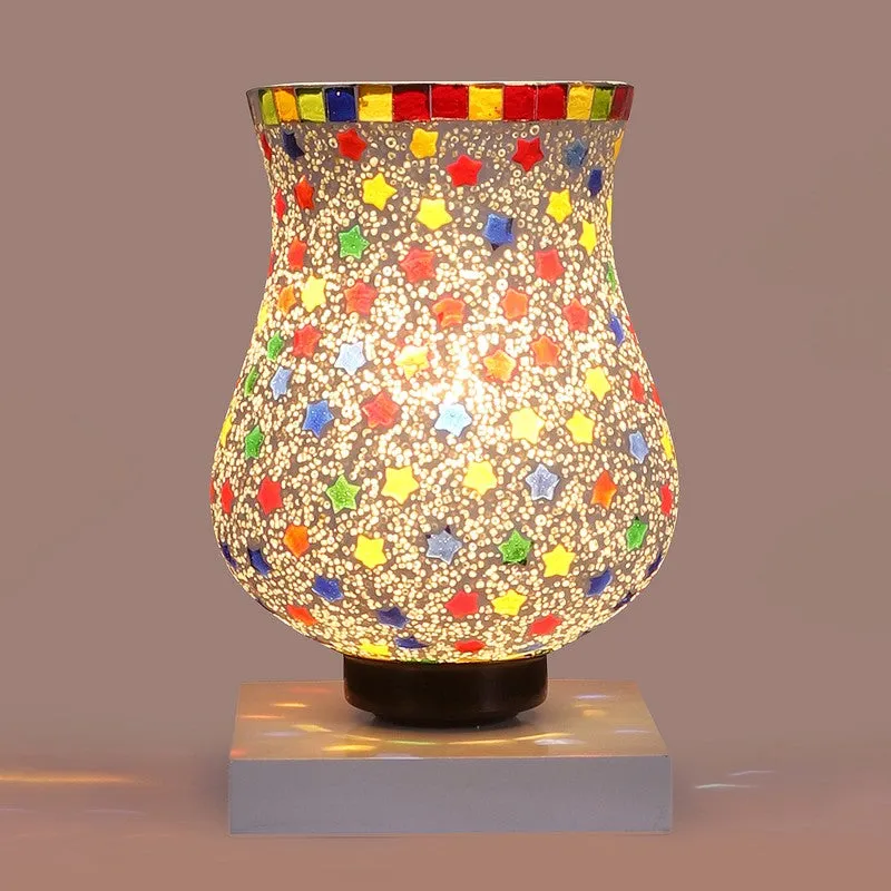 Lumon Mosaic Glass Table Lamp With Wooden Base - Multicolor media 8
