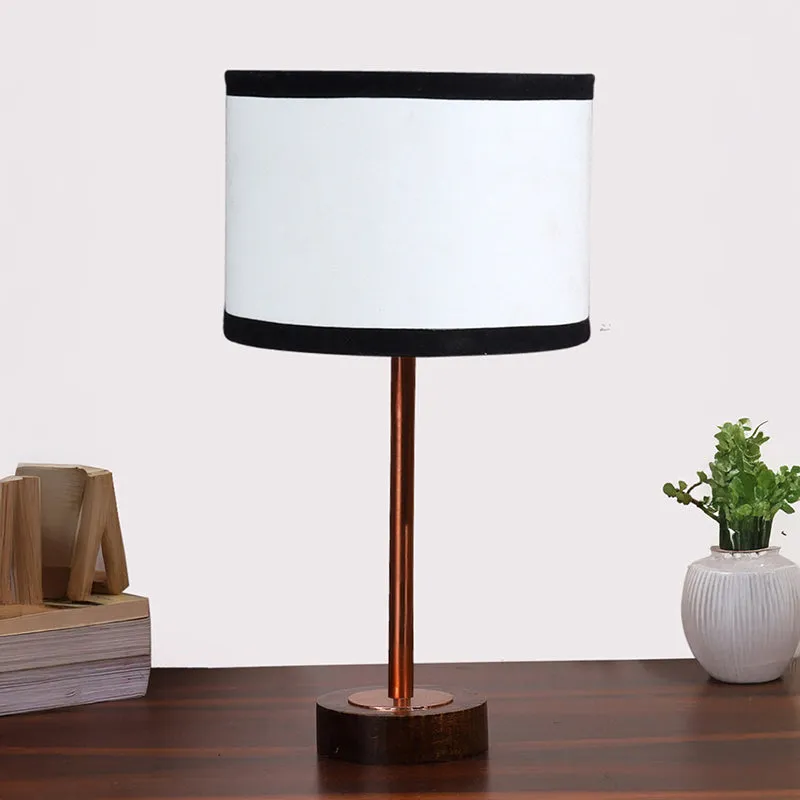 Cotin I Stripe Rodin Wooden Table Lamp - White,Copper,Brown media 3