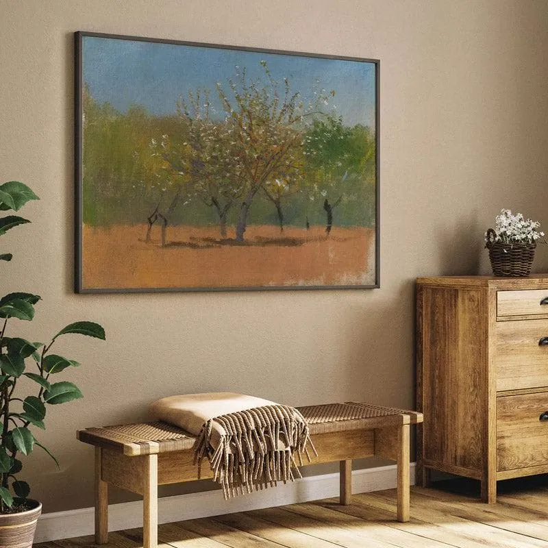 Trees In Bloom Canvas Wall Painting - Black Frame media 5