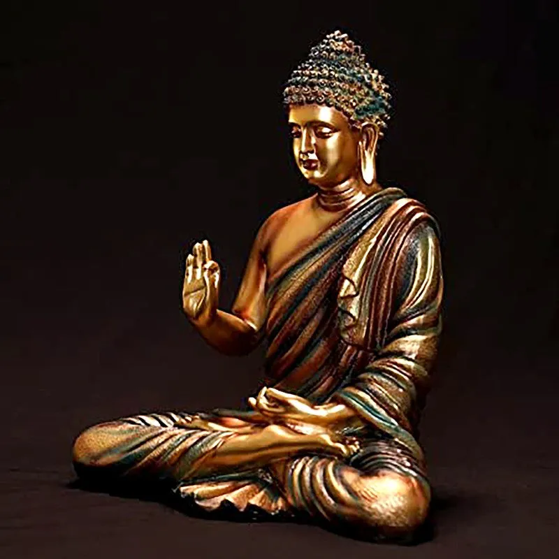 Tranquil Mudra Buddha Marble Idol - Metallic media 5
