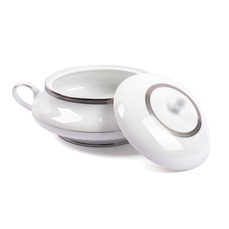Vienna 24k Gold Brushed Porcelain Dinner Set (Platinum) - 41 Piece Set media 8