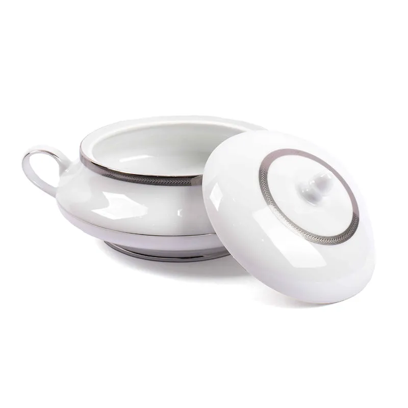 Vienna 24k Gold Brushed Porcelain Dinner Set (Platinum) - 41 Piece Set media 8