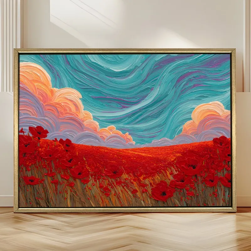 Scarlet Serenity Canvas Wall Painting With Frame media 4