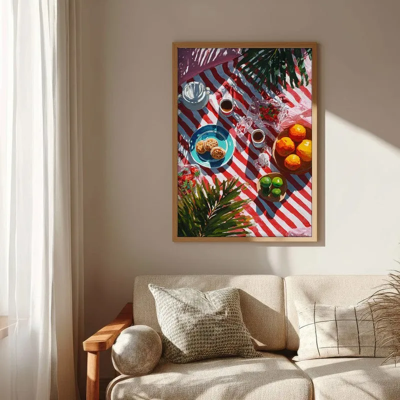 Sunny Table Canvas Wall Painting - Brown Frame media 6