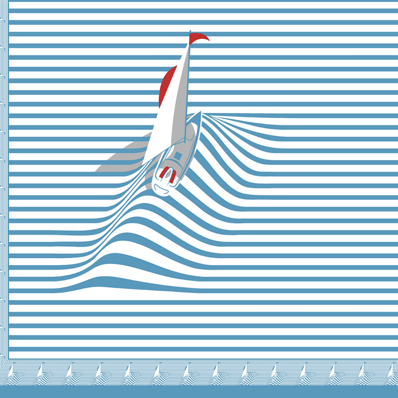 Illusion Stripey Sails Cotton Bedsheet (Blue) - 200 TC media 3
