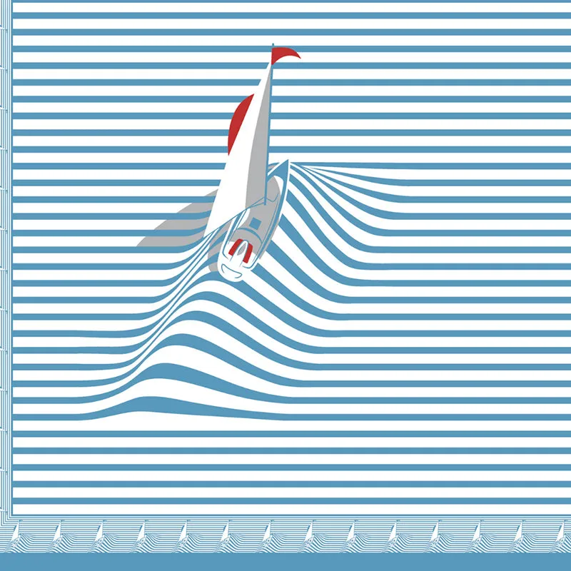 Illusion Stripey Sails Cotton Bedsheet (Blue) - 200 TC media 3