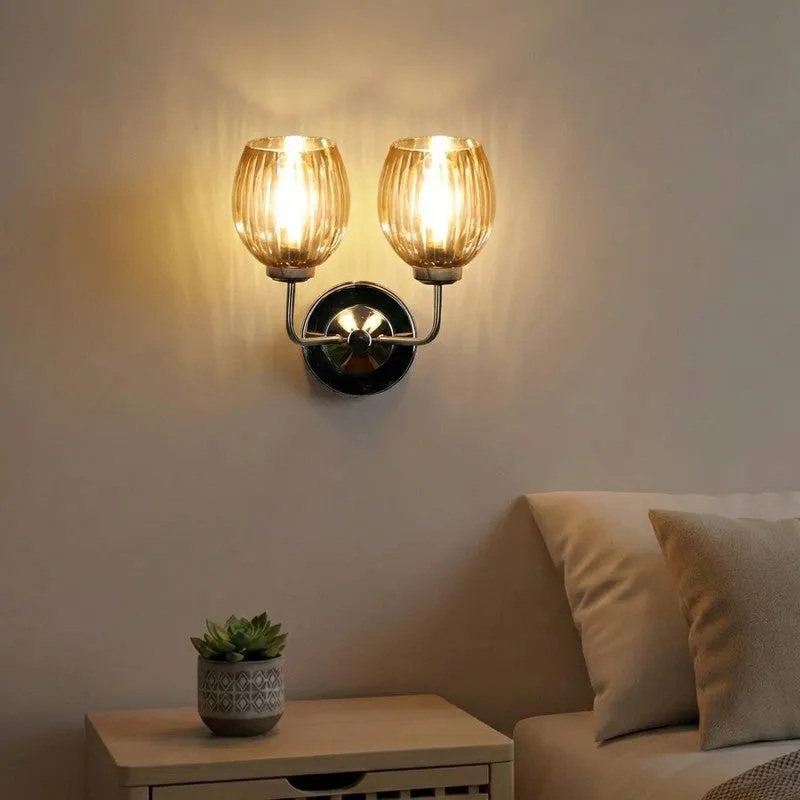 Vintage Glow Twin Shade Glass Wall Lamp media 1