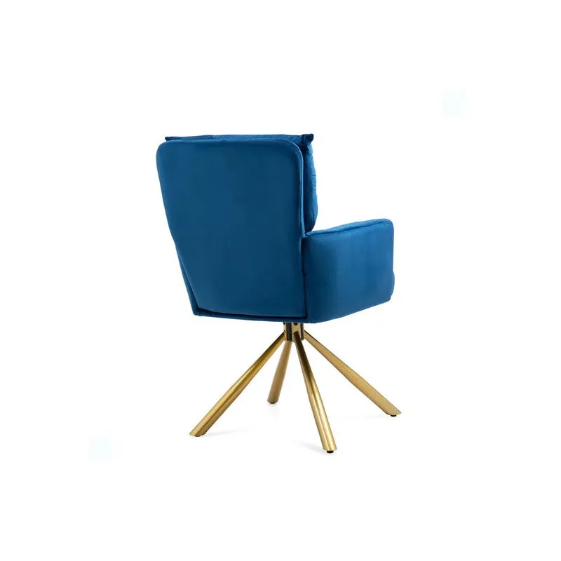 Arvella Neem Wood Accent Chair - Blue media 4
