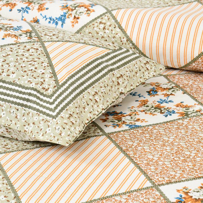 Kedari Cotton Bedsheet (Green,Beige) - 160 TC media 5