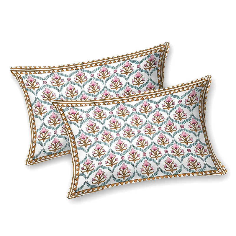 Ethnik Mirage Cotton Bedsheet (Pink, Brown) - 144 TC media 6
