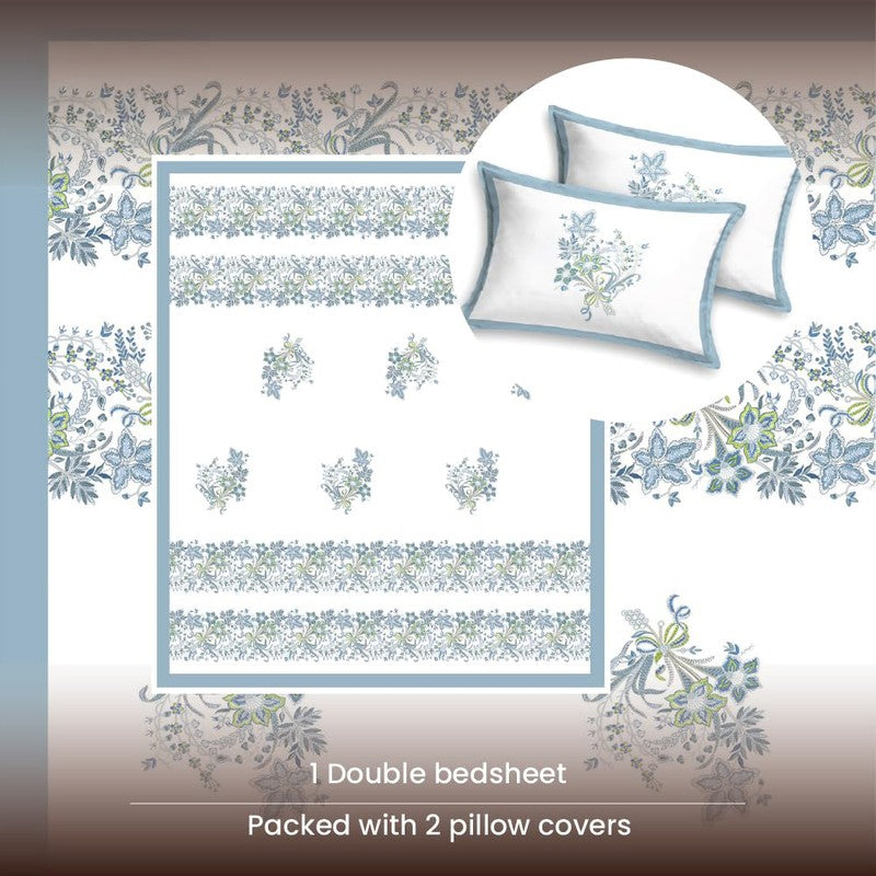 Urban Space Rangrez Aura Cotton Bedsheet (Blue) - 200 TC media 6