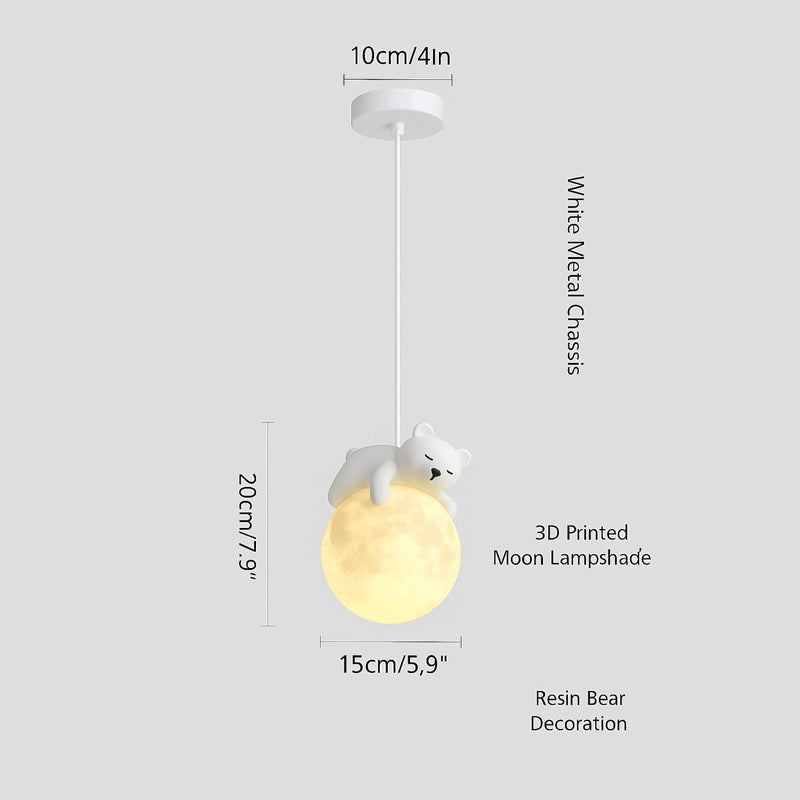 Sleeping Bear Acrylic Ceiling Moon Lamp - White media 7