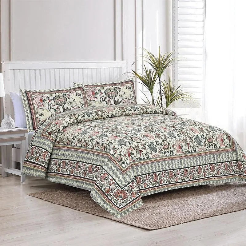 Yukta Printed Cotton Bedsheet (Pink) - 160 TC media 1