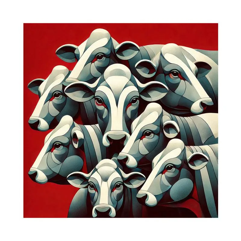 Herd Of Cows Poly Canvas Wall Painting media 4