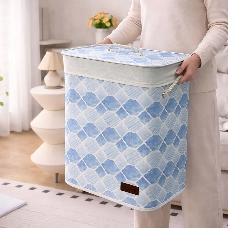 Geometric Bamboo Laundry Basket media 5