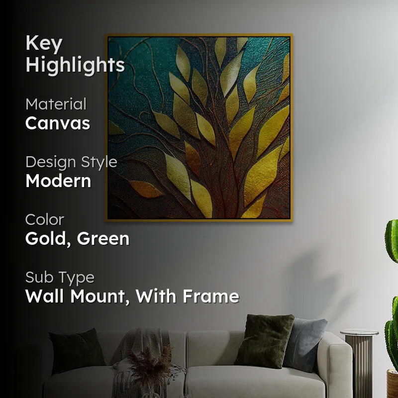 Leaf Gild Canvas Wall Art With Frame media 2