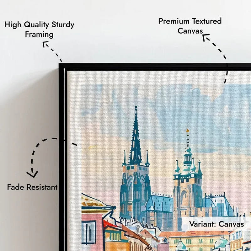 Vintage Prague Framed Canvas Wall Painting media 7