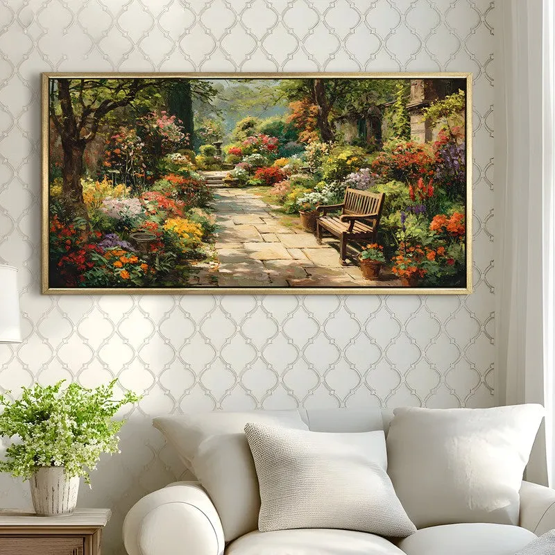 Green Haven Canvas Wall Painting With Frame media 4