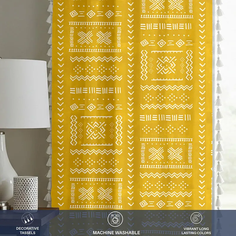 Urban Space Zahara Semi Sheer Curtain - Mustard Yellow media 4