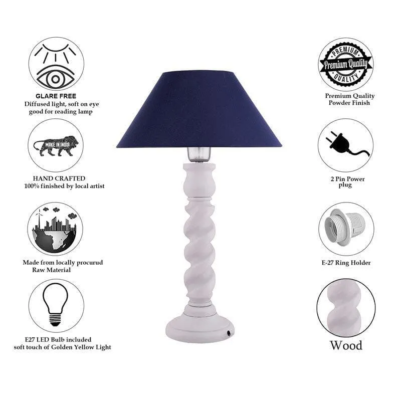 Serenity Shade Fabric Table Lamp - White,Blue media 6