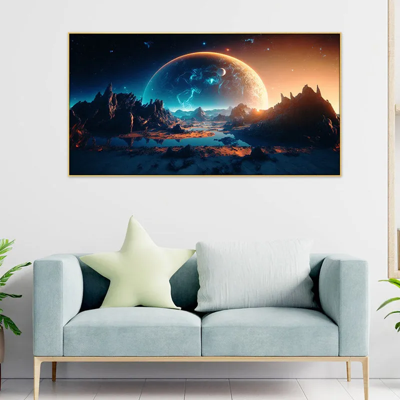 Lunar Eclipse Glow Wall Painting With Frame media 3