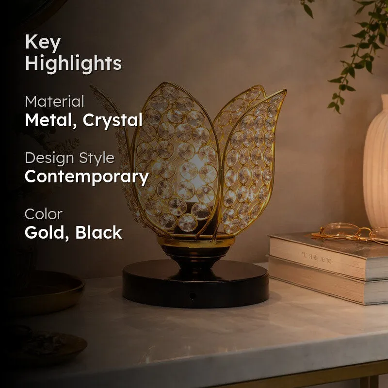 Floral Culture Metal Table Lamp - Gold,Black media 2