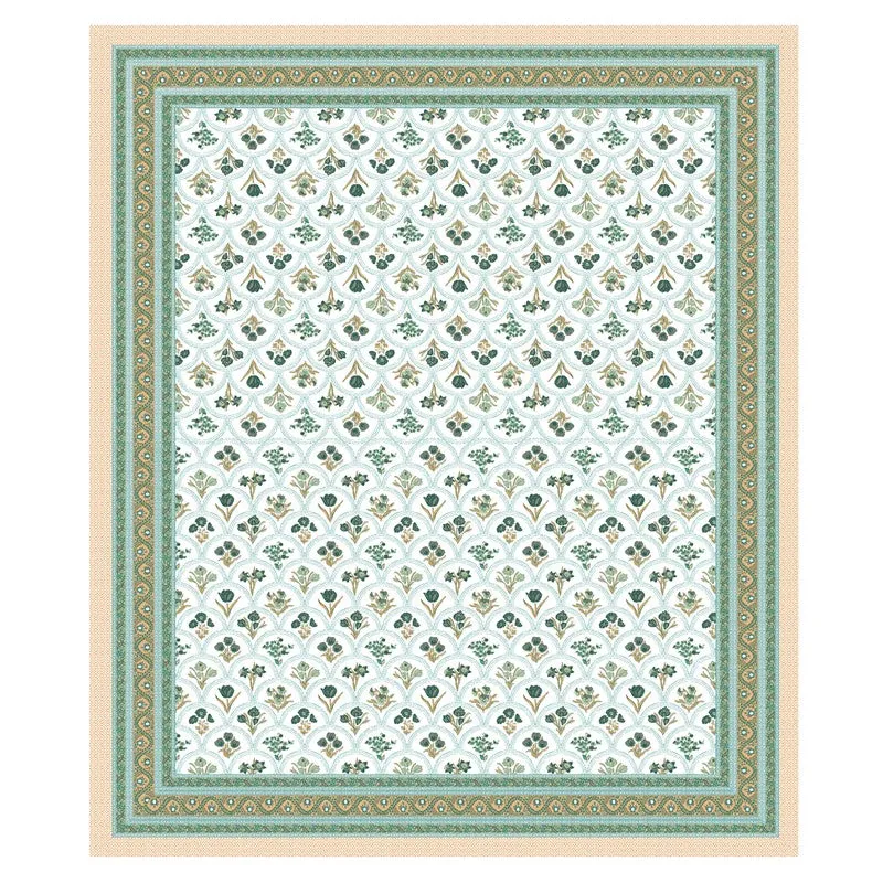 Heritage Touch Cotton Bedsheet (White,Green) - 120 TC media 4