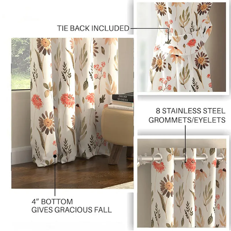 Urban Space Frost Flora Curtain (Peach) - Set Of Two media 5