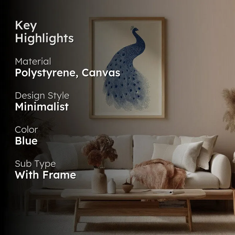 Minimal Peacock Motif Canvas Wall Painting With Brown Frame media 2