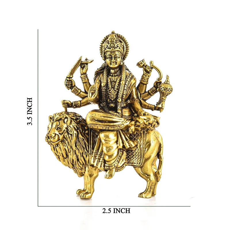 Divine Durga Brass Idol - Gold media 7