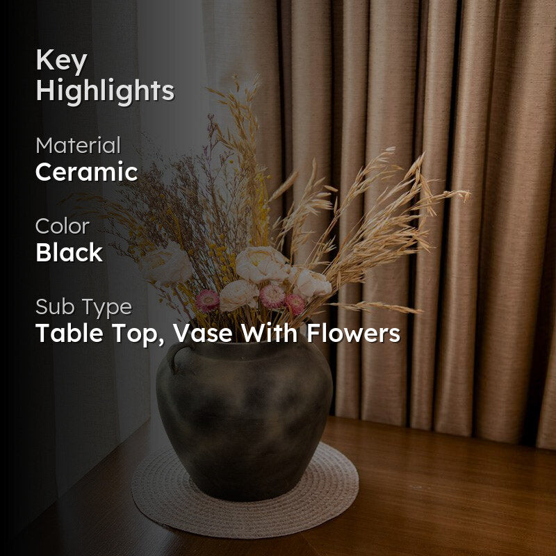 Gaina Antique Vase With Dried Flower Bunch - Two Piece Set media 2
