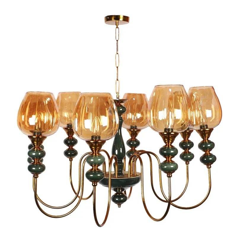 Creslen Glass Cluster Chandelier - Gold & Blue media 8