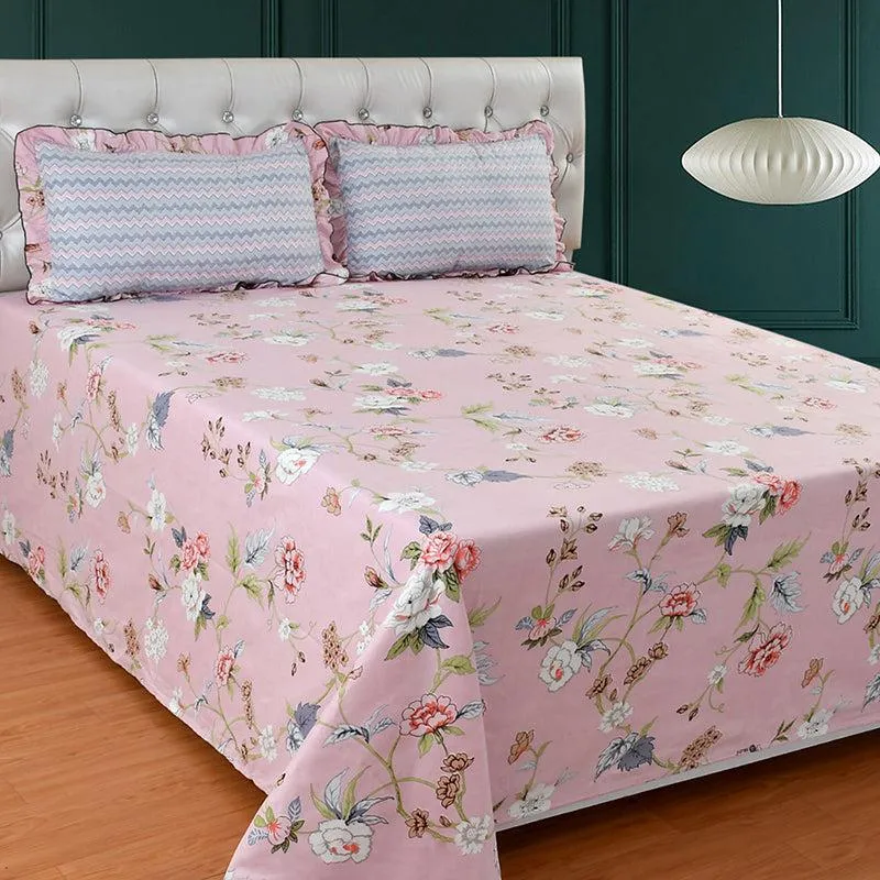 Indian Summer Floral Microfiber Bedsheet - 210 GSM media 1
