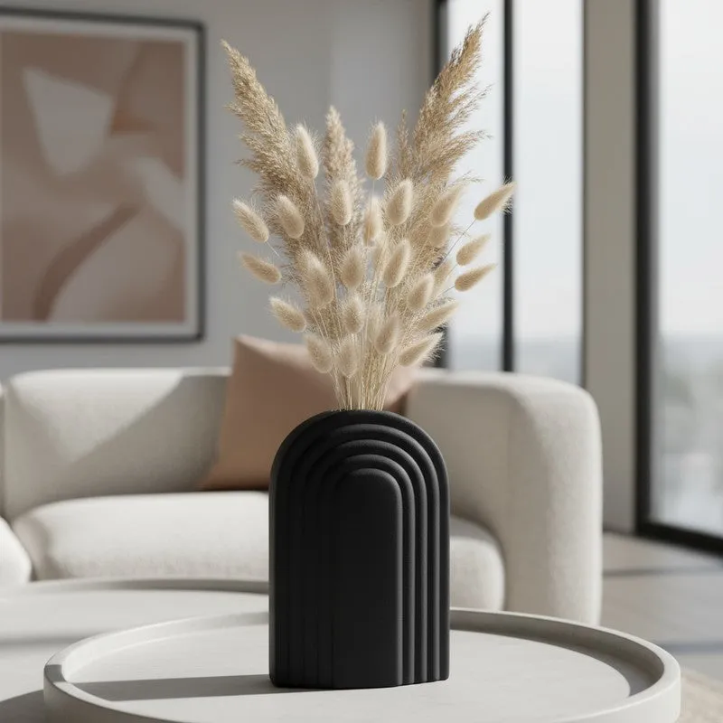 Arch Form Neutral Ceramic Vase - Black media 1
