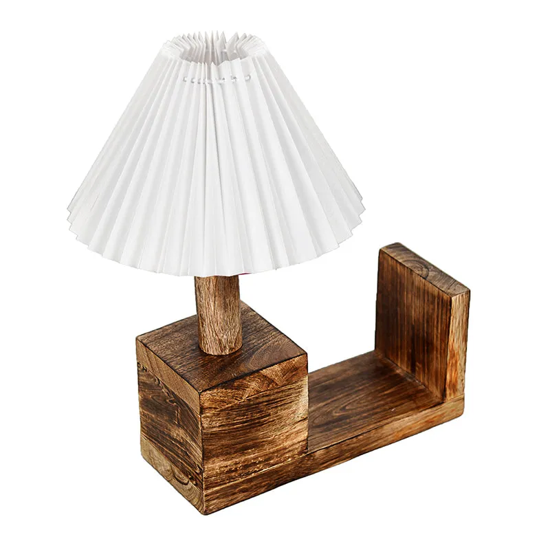 Sentry Pleated Fabric Table Lamp - White,Brown media 5