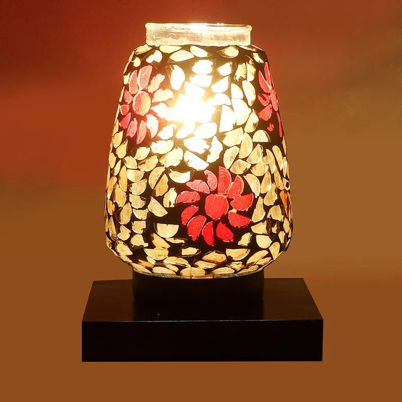 Glassira Mosaic Glass Table Lamp With Wooden Base - Multicolor media 8