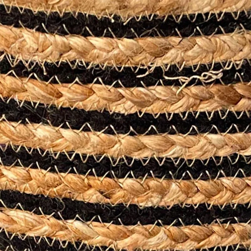 Junis Striped Juco Ottoman - Beige & Black media 5